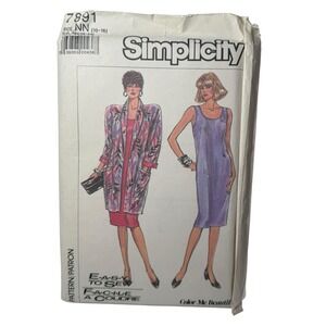 Simplicity Sewing Patterns 7891: Vintage 1986 Dress & Jacket, Sizes 10-16, Uncut
